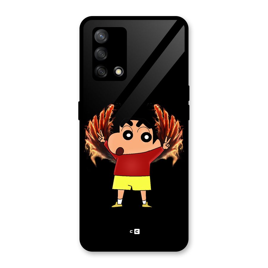 Fire Shinchan Glass Back Case for Oppo F19