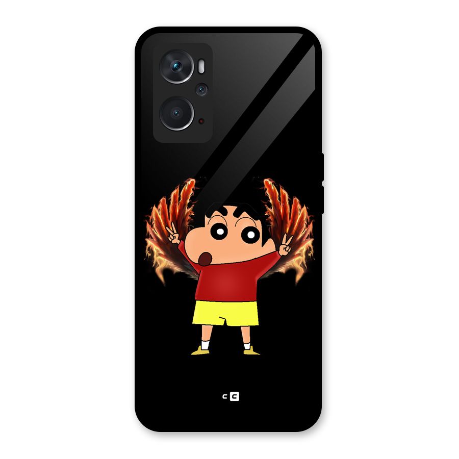 Fire Shinchan Glass Back Case for Oppo K10 4G