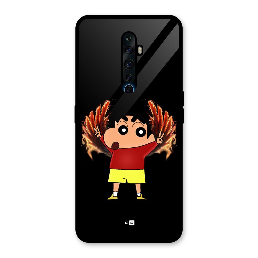 Fire Shinchan Glass Back Case for Oppo Reno2 F
