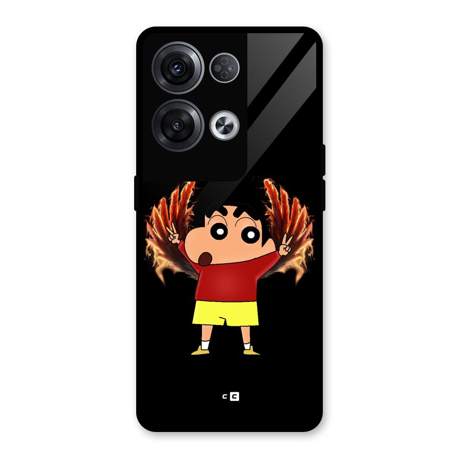 Fire Shinchan Glass Back Case for Oppo Reno8 Pro 5G