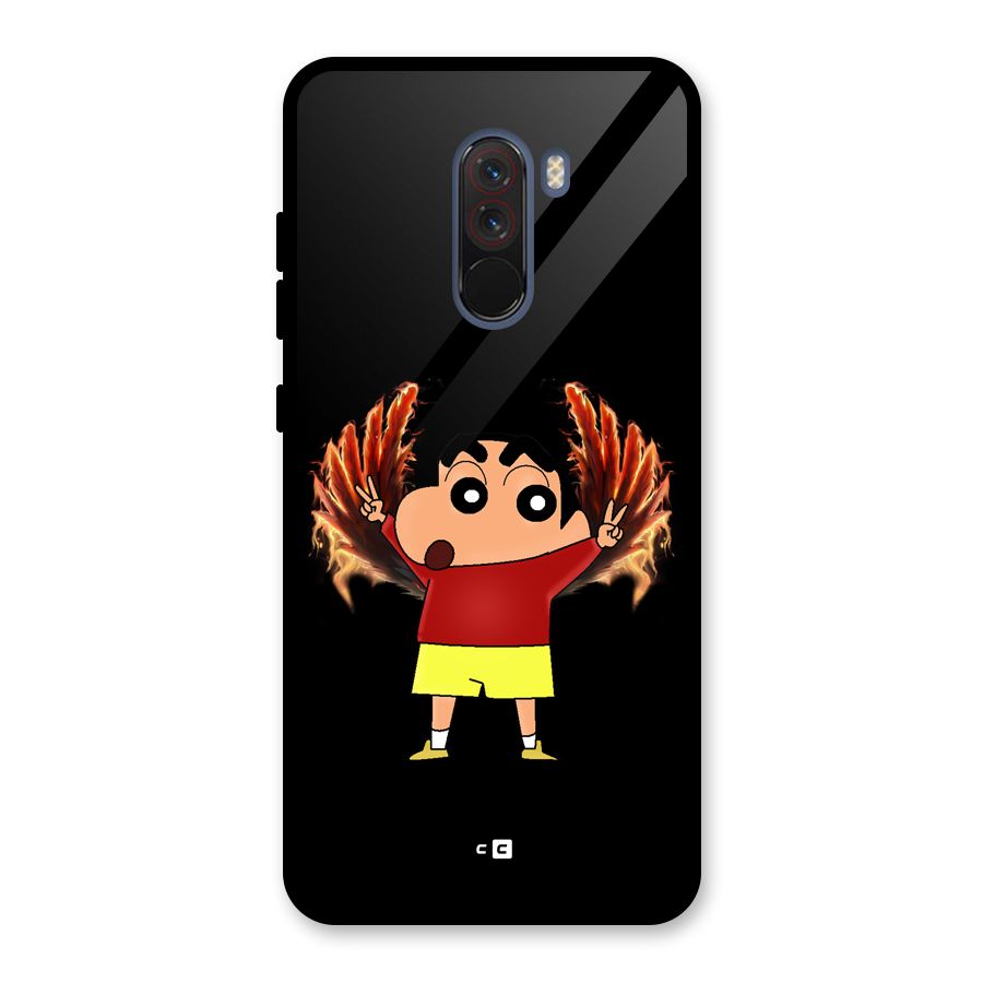 Fire Shinchan Glass Back Case for Poco F1