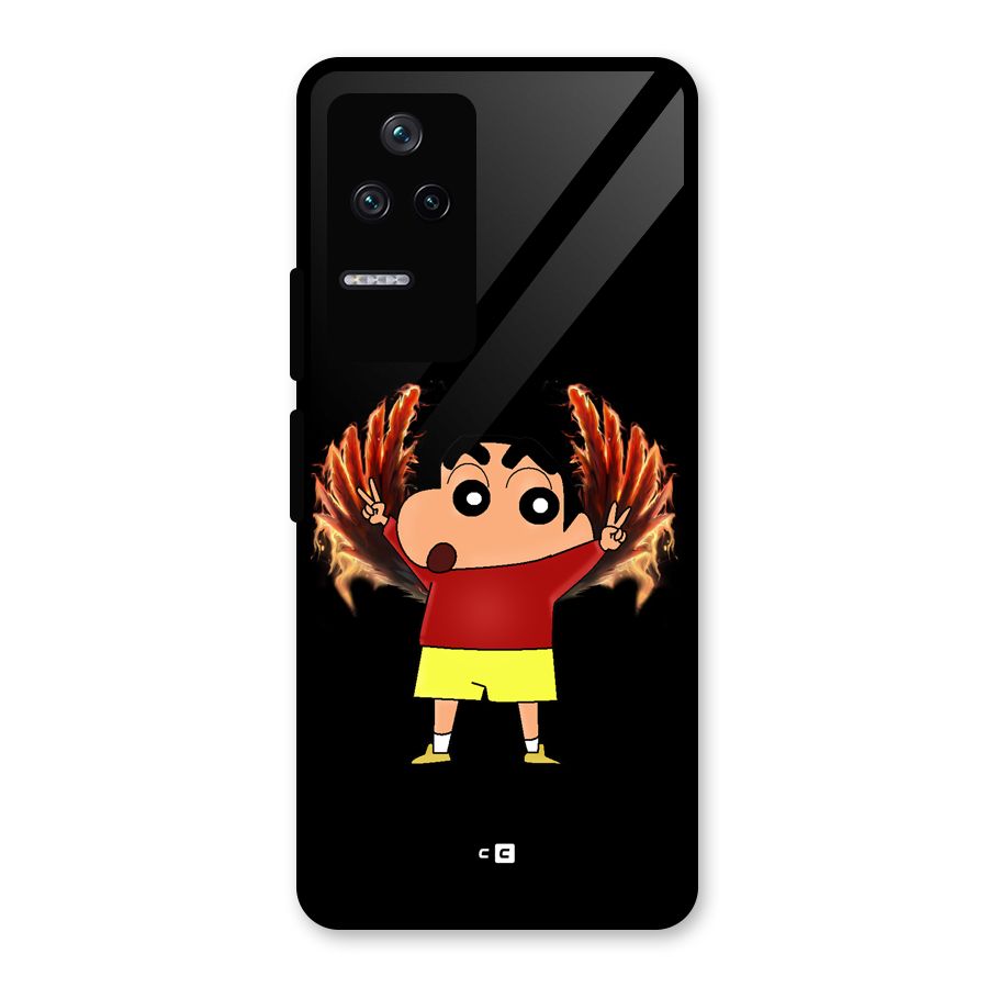 Fire Shinchan Glass Back Case for Poco F4 5G