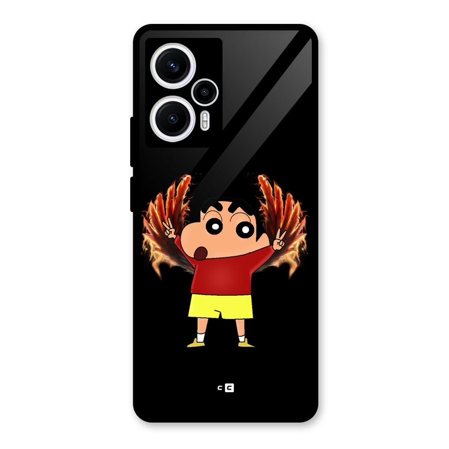 Fire Shinchan Glass Back Case for Poco F5
