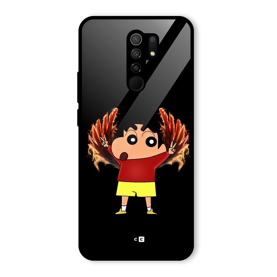 Fire Shinchan Glass Back Case for Poco M2