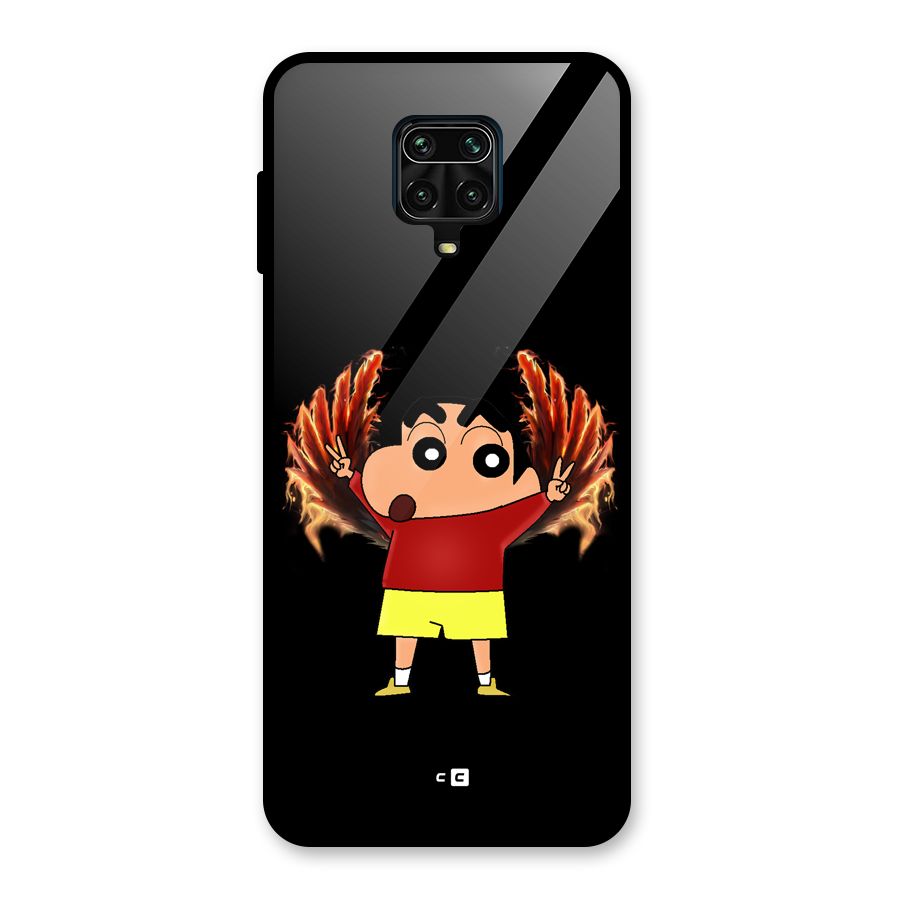 Fire Shinchan Glass Back Case for Poco M2 Pro