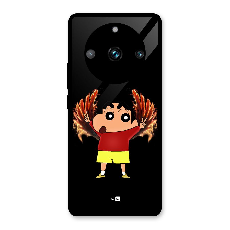 Fire Shinchan Glass Back Case for Realme 11 Pro