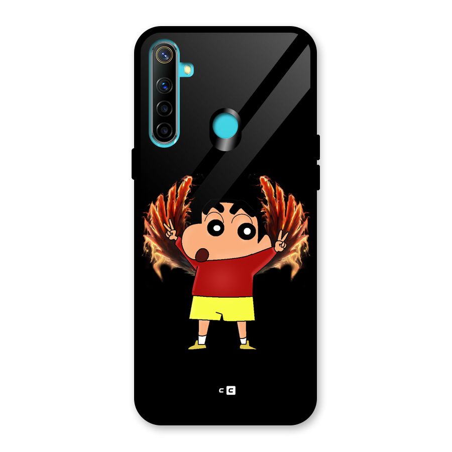 Fire Shinchan Glass Back Case for Realme 5i