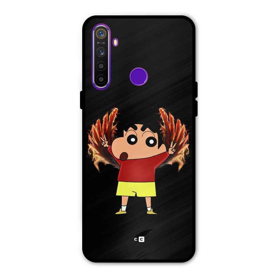 Fire Shinchan Glass Back Case for Realme 5s