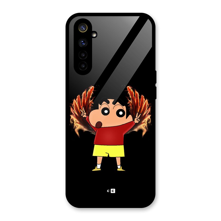 Fire Shinchan Glass Back Case for Realme 6