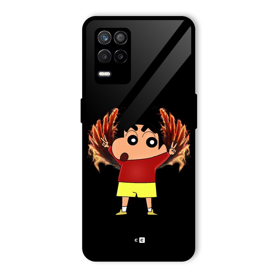 Fire Shinchan Glass Back Case for Realme 8s 5G