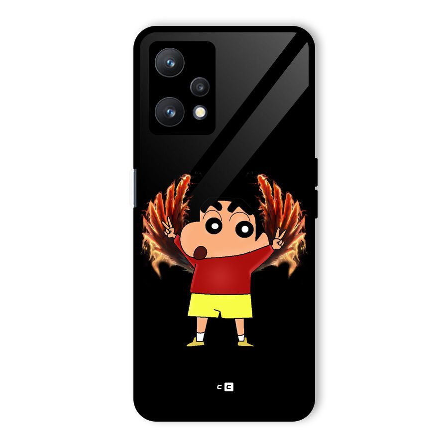 Fire Shinchan Glass Back Case for Realme 9 Pro 5G