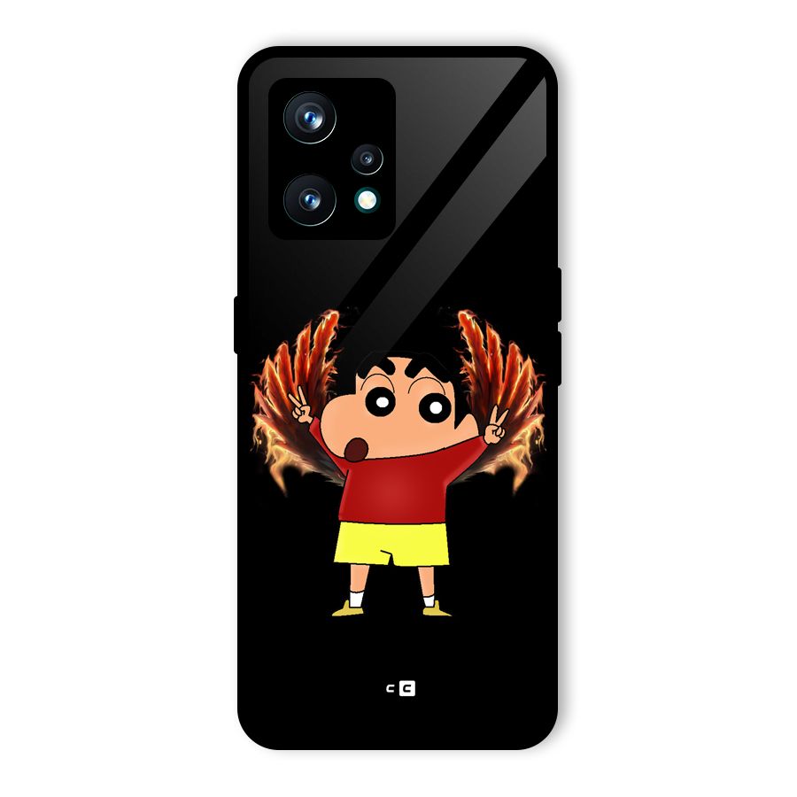 Fire Shinchan Glass Back Case for Realme 9 Pro Plus 5G