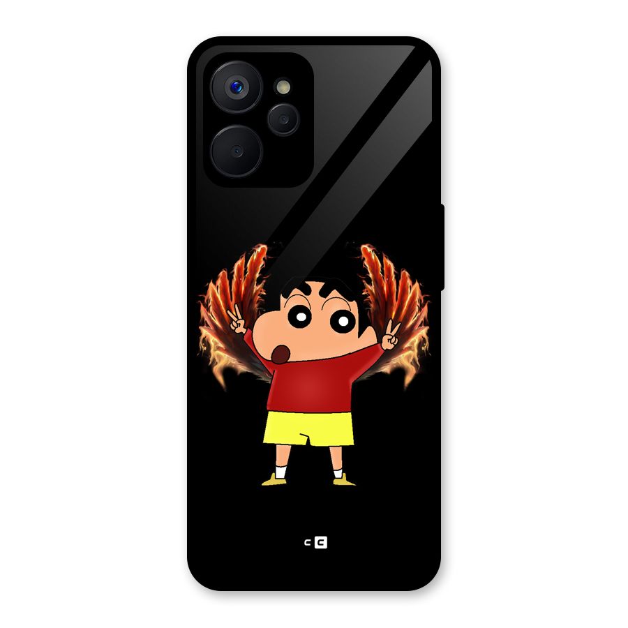 Fire Shinchan Glass Back Case for Realme 9i 5G