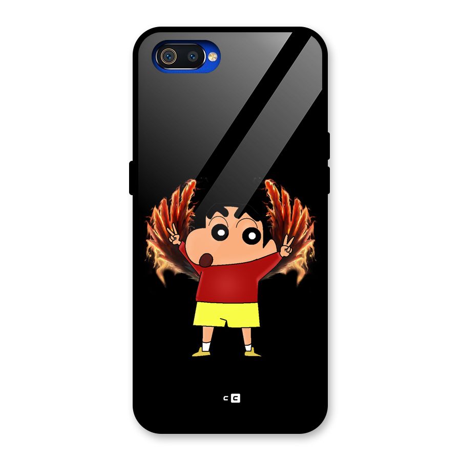 Fire Shinchan Glass Back Case for Realme C2