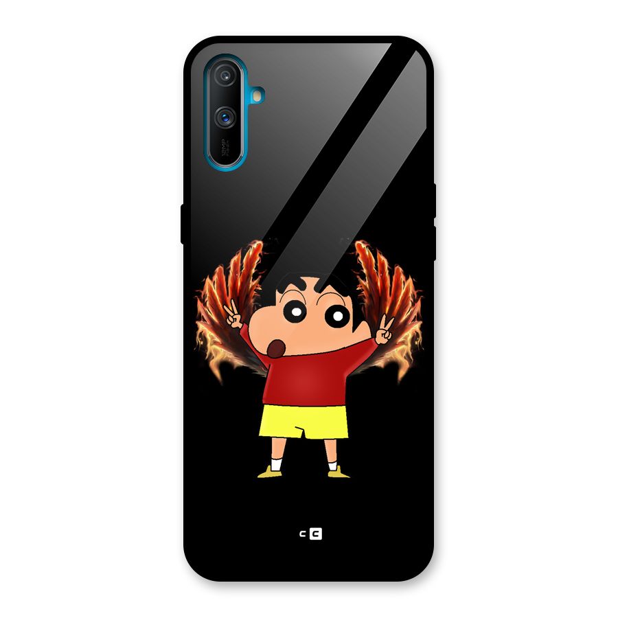 Fire Shinchan Glass Back Case for Realme C3