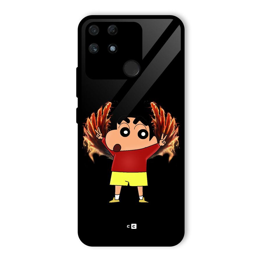 Fire Shinchan Glass Back Case for Realme Narzo 50A
