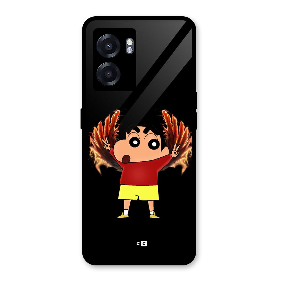 Fire Shinchan Glass Back Case for Realme Narzo 50 5G