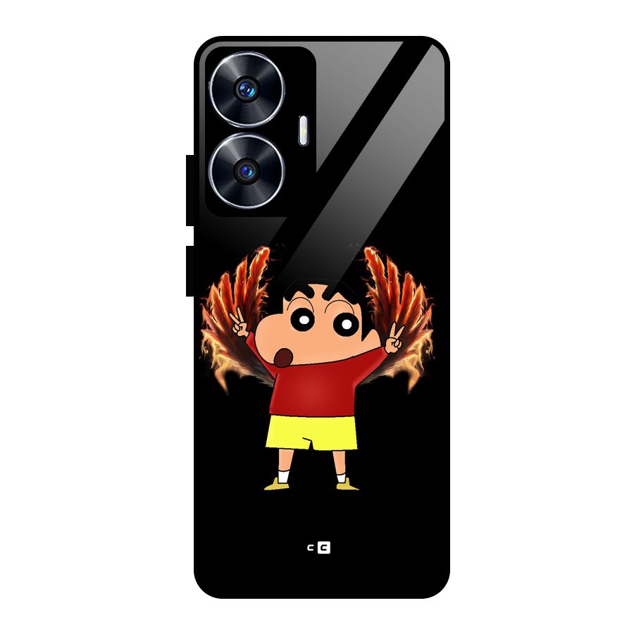 Fire Shinchan Glass Back Case for Realme Narzo N55