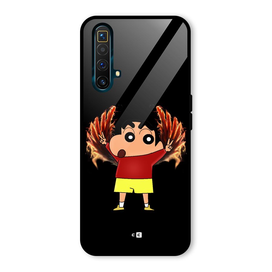 Fire Shinchan Glass Back Case for Realme X3