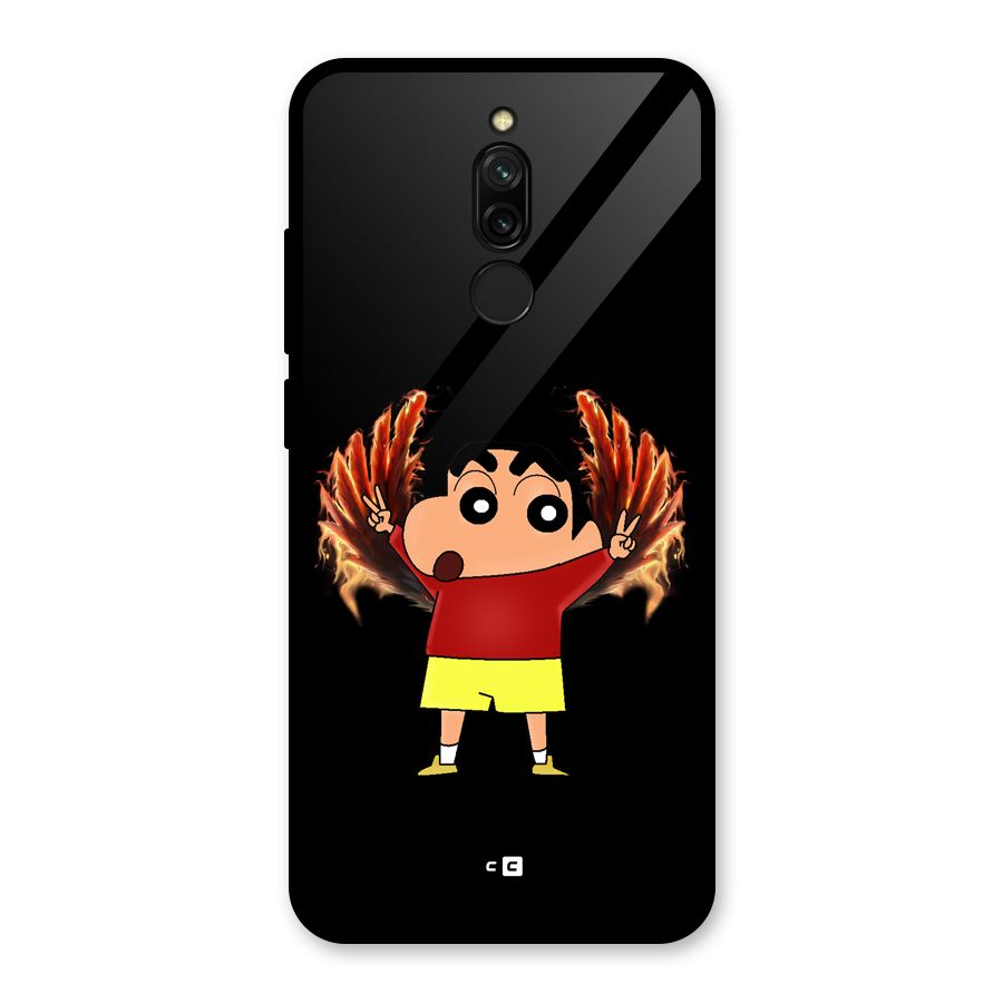 Fire Shinchan Glass Back Case for Redmi 8