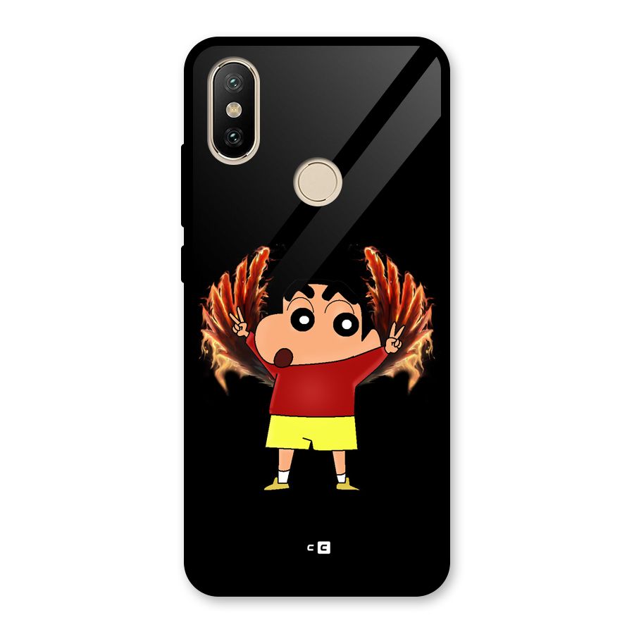Fire Shinchan Glass Back Case for Redmi A2