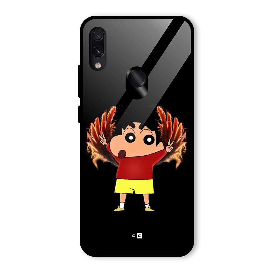 Fire Shinchan Glass Back Case for Redmi Note 7 Pro