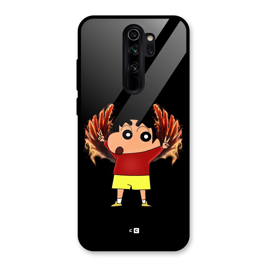 Fire Shinchan Glass Back Case for Redmi Note 8 Pro