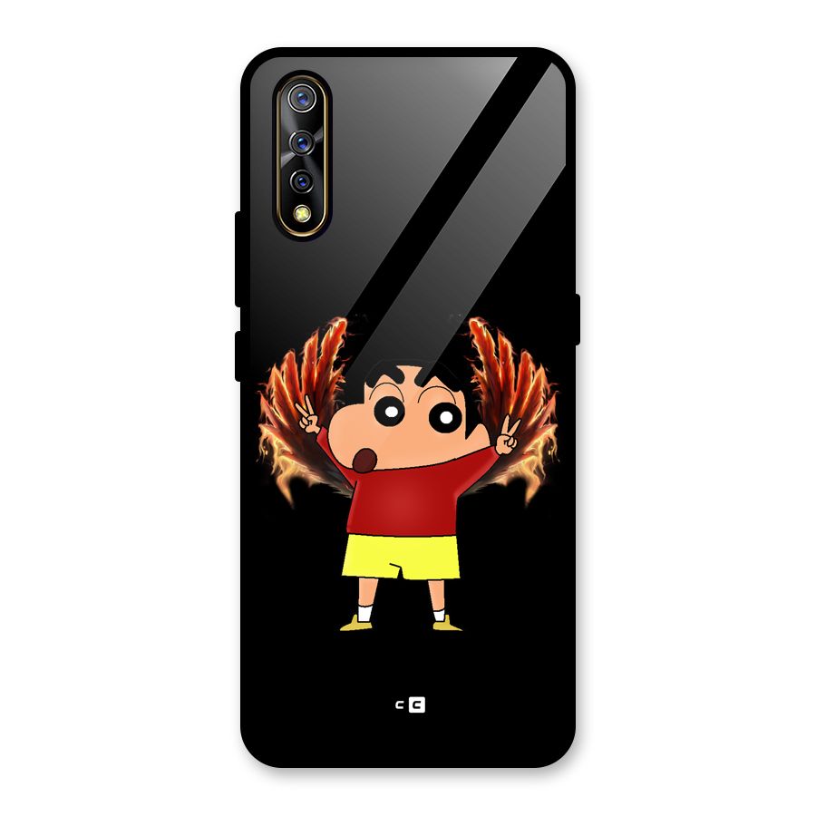 Fire Shinchan Glass Back Case for Vivo S1