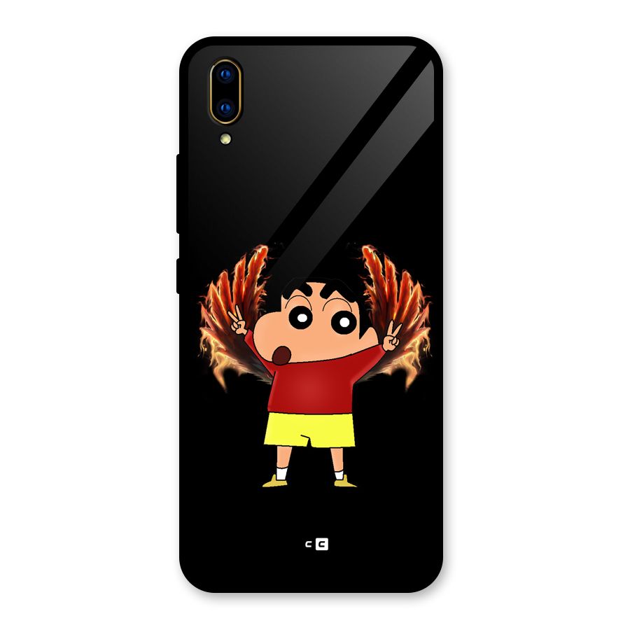 Fire Shinchan Glass Back Case for Vivo V11 Pro