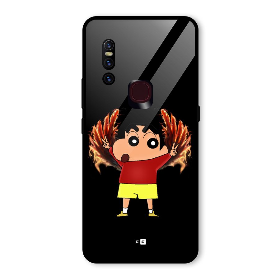 Fire Shinchan Glass Back Case for Vivo V15