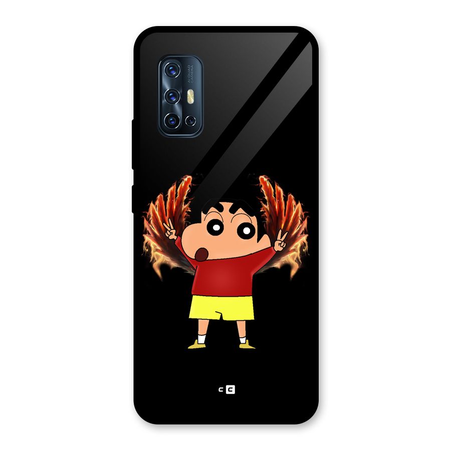 Fire Shinchan Glass Back Case for Vivo V17
