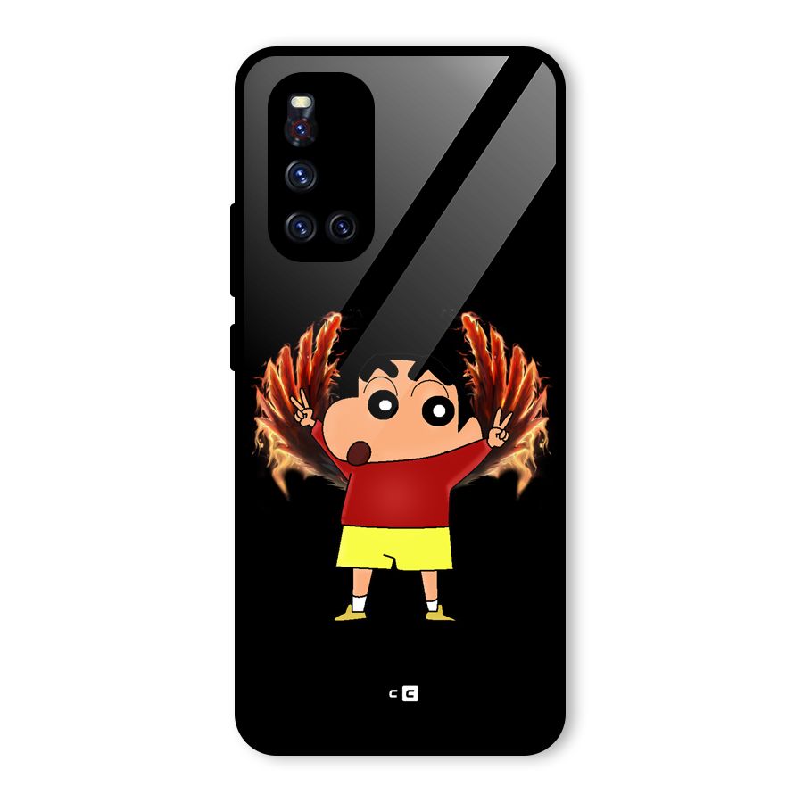 Fire Shinchan Glass Back Case for Vivo V19