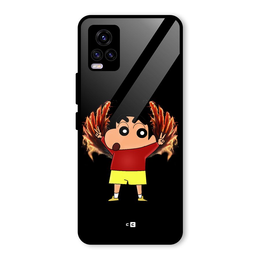 Fire Shinchan Glass Back Case for Vivo V20 2021