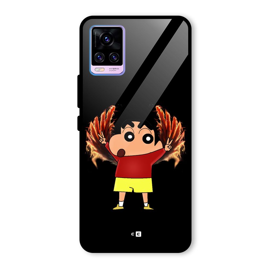 Fire Shinchan Glass Back Case for Vivo V20 Pro