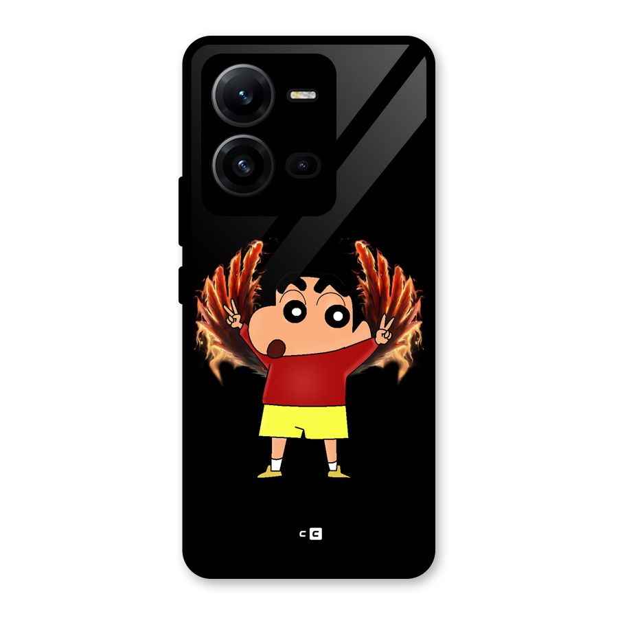 Fire Shinchan Glass Back Case for Vivo V25
