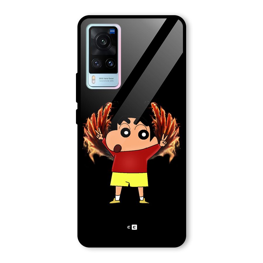 Fire Shinchan Glass Back Case for Vivo X60