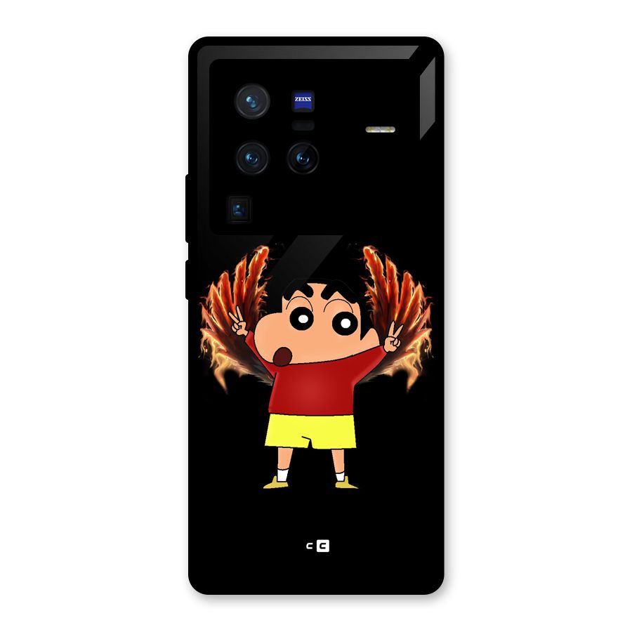 Fire Shinchan Glass Back Case for Vivo X80 Pro