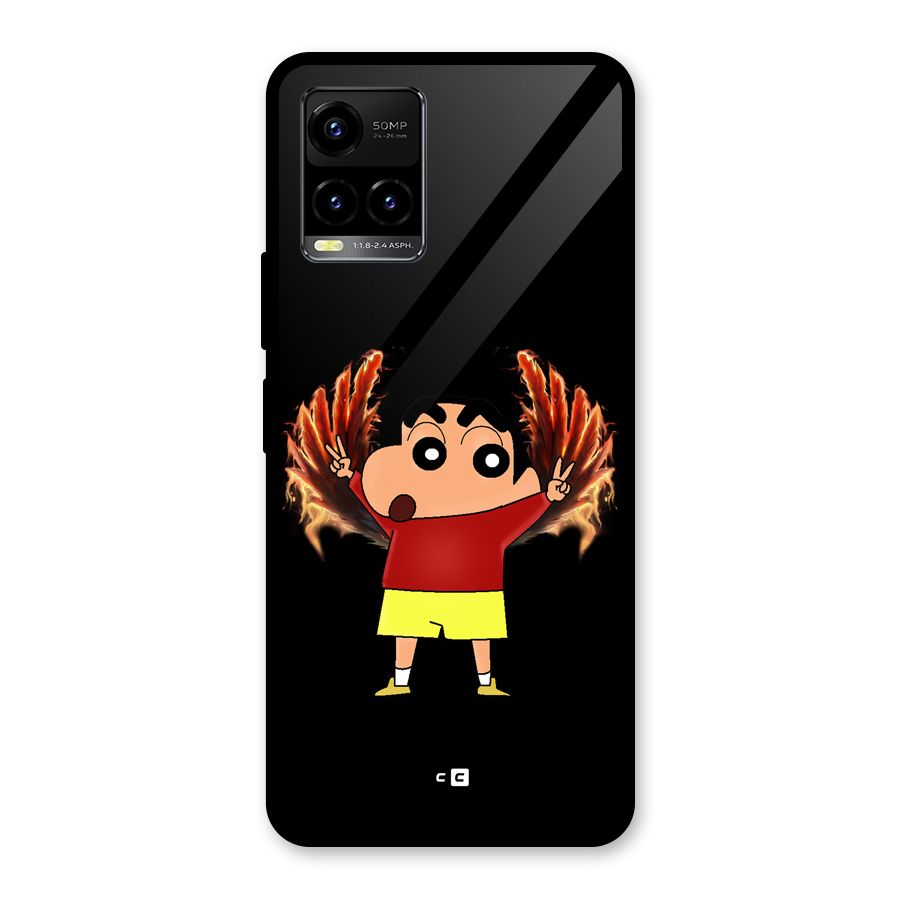 Fire Shinchan Glass Back Case for Vivo Y21T