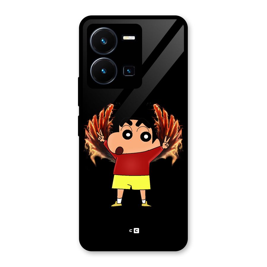 Fire Shinchan Glass Back Case for Vivo Y35