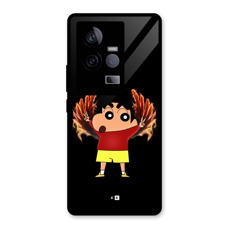 Fire Shinchan Glass Back Case for Vivo iQOO 11 5G