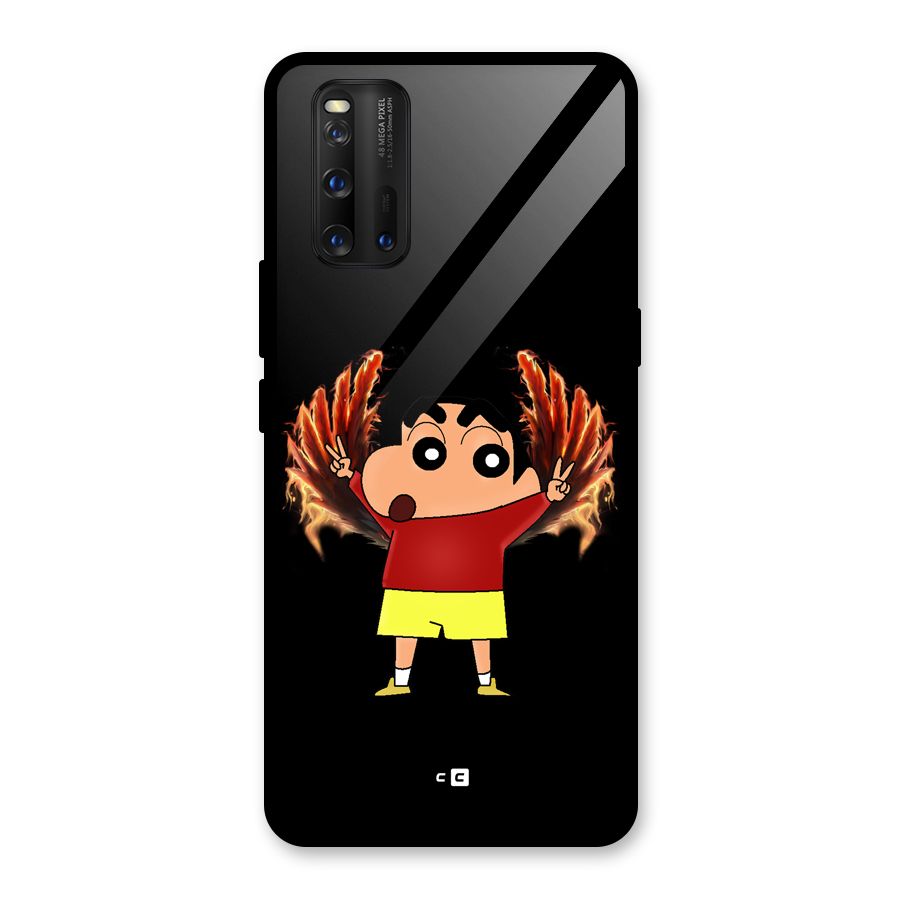 Fire Shinchan Glass Back Case for Vivo iQOO 3