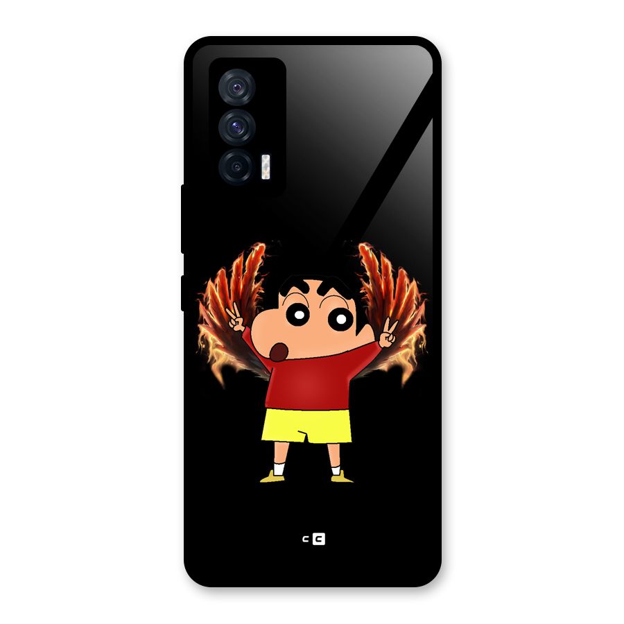 Fire Shinchan Glass Back Case for Vivo iQOO 7 5G