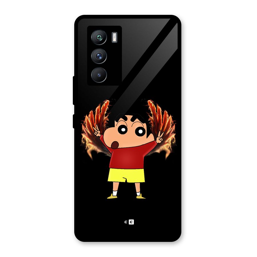 Fire Shinchan Glass Back Case for Vivo iQOO 9 SE