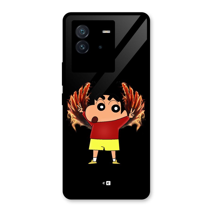 Fire Shinchan Glass Back Case for Vivo iQOO Neo 6 5G