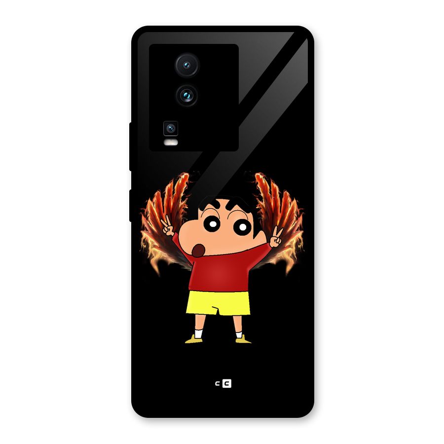 Fire Shinchan Glass Back Case for Vivo iQOO Neo 7