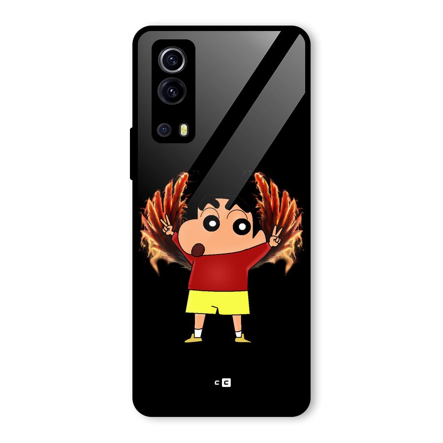 Fire Shinchan Glass Back Case for Vivo iQOO Z3