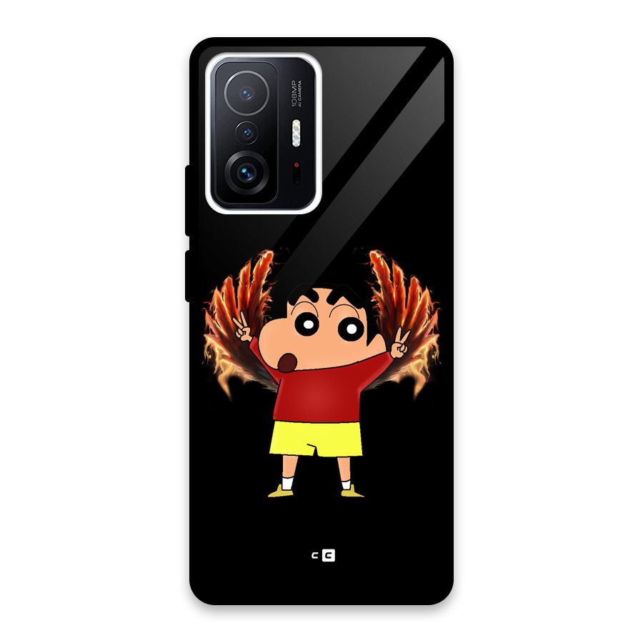 Fire Shinchan Glass Back Case for Xiaomi 11T Pro