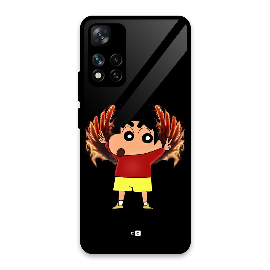 Fire Shinchan Glass Back Case for Xiaomi 11i HyperCharge 5G