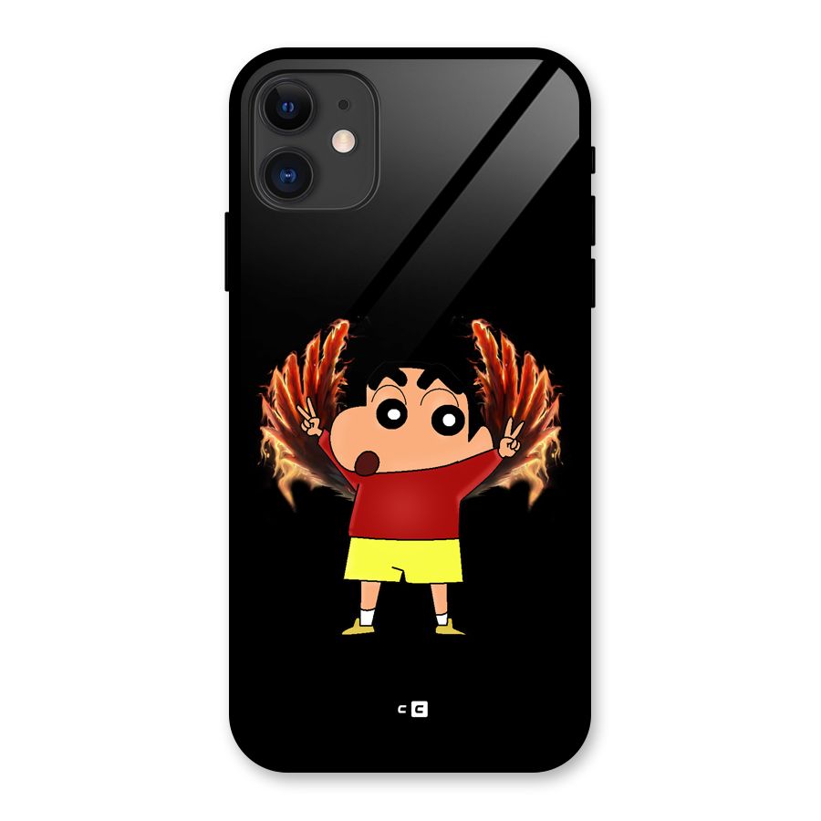 Fire Shinchan Glass Back Case for iPhone 11