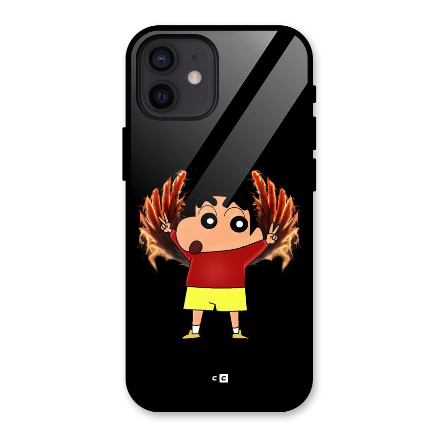 Fire Shinchan Glass Back Case for iPhone 12